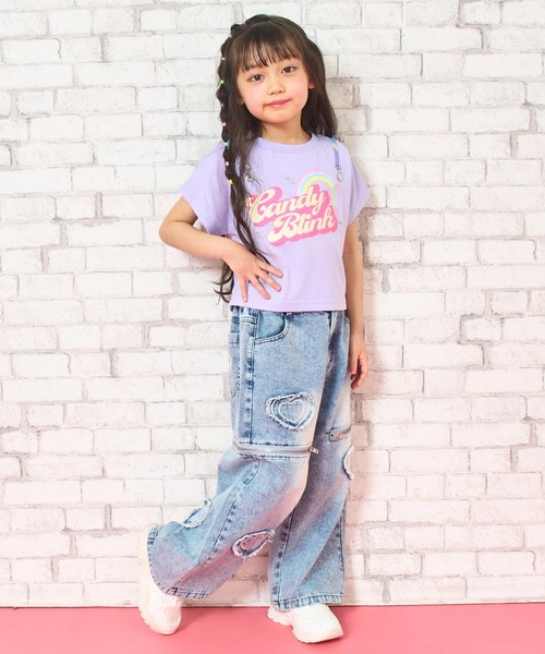 ANAP kids（アナップキッズ）の「肩ジップ レインボー Tシャツ トップス（Tシャツ/カットソー・キッズ・ホワイト/ブラック/ラベンダー・110/120/130）」の17枚目の写真