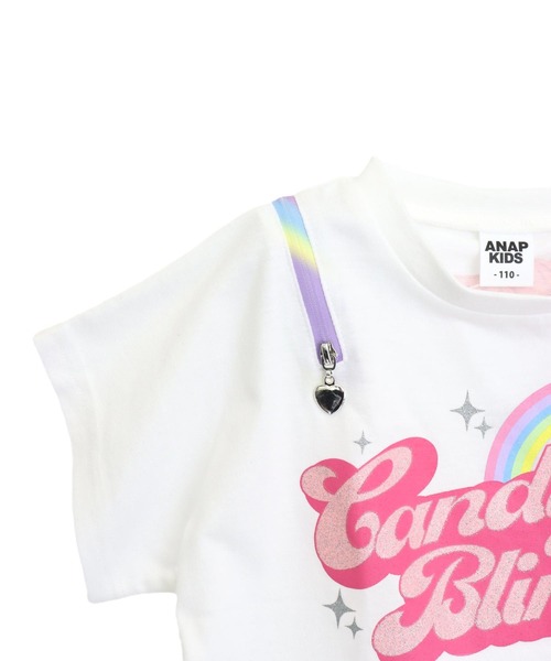 ANAP kids（アナップキッズ）の「肩ジップ レインボー Tシャツ トップス（Tシャツ/カットソー・キッズ・ホワイト/ブラック/ラベンダー・110/120/130）」の22枚目の写真