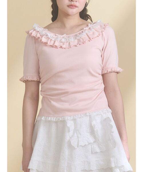 merry jenny(メリージェニー)の「romantic frill summer top(Tシャツ/カットソー・レディース・ネイビー/ピンク/アイボリー・FREE)」の3枚目の写真