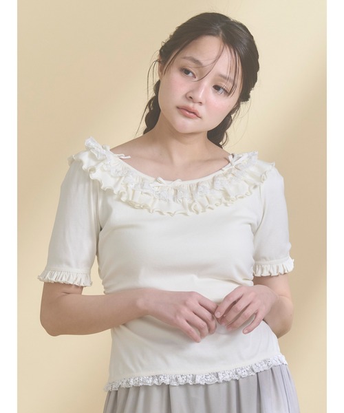 セール】romantic frill summer top（Tシャツ/カットソー）｜merry