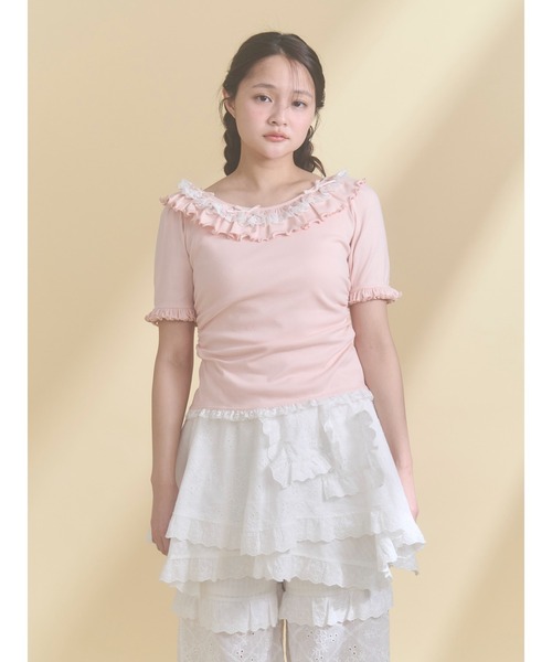 merry jenny(メリージェニー)の「romantic frill summer top(Tシャツ/カットソー・レディース・ネイビー/ピンク/アイボリー・FREE)」の7枚目の写真