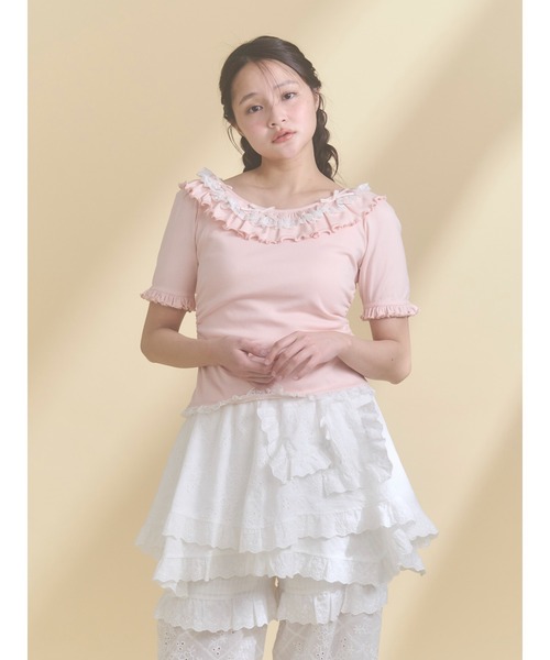 merry jenny(メリージェニー)の「romantic frill summer top(Tシャツ/カットソー・レディース・ネイビー/ピンク/アイボリー・FREE)」の8枚目の写真