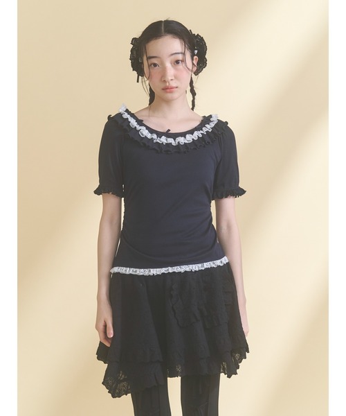 merry jenny(メリージェニー)の「romantic frill summer top(Tシャツ/カットソー・レディース・ネイビー/ピンク/アイボリー・FREE)」の11枚目の写真