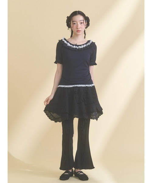 merry jenny(メリージェニー)の「romantic frill summer top(Tシャツ/カットソー・レディース・ネイビー/ピンク/アイボリー・FREE)」の12枚目の写真