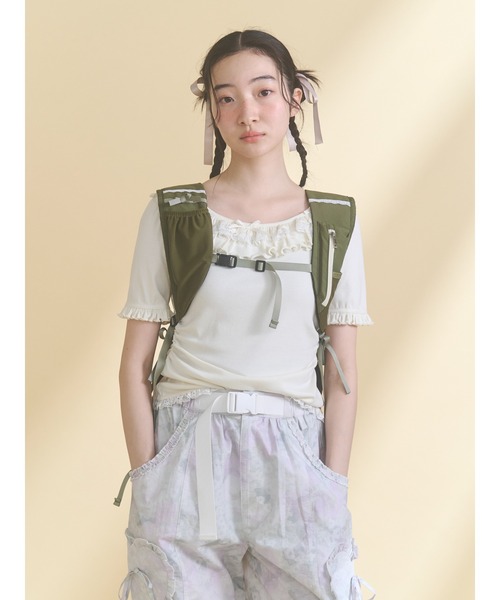 merry jenny(メリージェニー)の「romantic frill summer top(Tシャツ/カットソー・レディース・ネイビー/ピンク/アイボリー・FREE)」の13枚目の写真