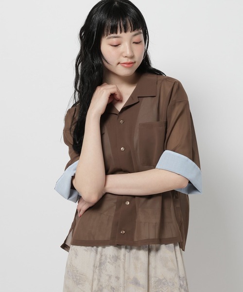 niko and...(ニコアンド)の「ハイツイストシアーシャツ(シャツ/ブラウス・レディース・ブラウン/オレンジ/アイボリー/ブラック・MEDIUM/LARGE)」の11枚目の写真