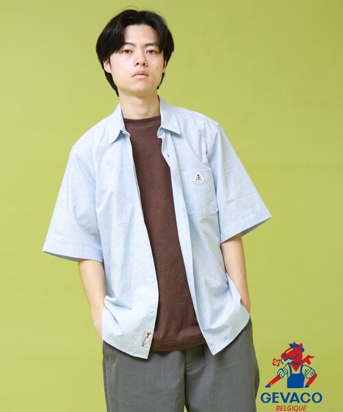 GEVACO(ゲバコ)の「【GEVACO/ゲバコ】レギュラーカラー半袖シャツ(シャツ/ブラウス・メンズ・ベージュ系その他/サックスブルー/オリーブ・L/M)」の3枚目の写真