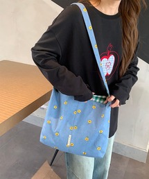 Mignonjour/フラワー チェリー刺繍デニムトートバッグ M2901