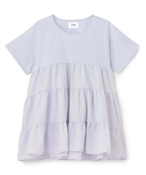 petit main LIEN(プティマインリアン)の「【親子リンク】ドッキングティアードTシャツ(Tシャツ/カットソー・レディース・ネイビー/ブラック/アイボリー/ラベンダー・F)」の4枚目の写真