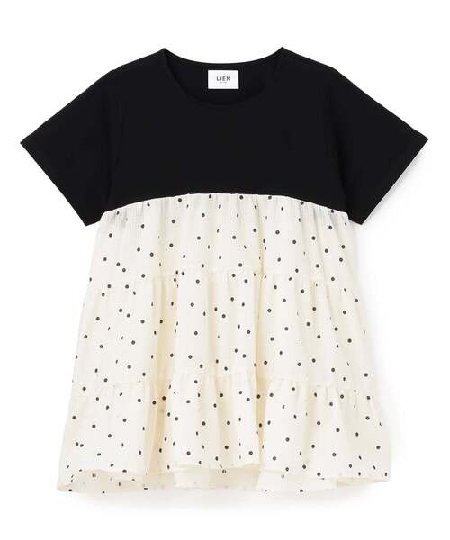 petit main LIEN(プティマインリアン)の「【親子リンク】ドッキングティアードTシャツ(Tシャツ/カットソー・レディース・ネイビー/ブラック/アイボリー/ラベンダー・F)」の3枚目の写真