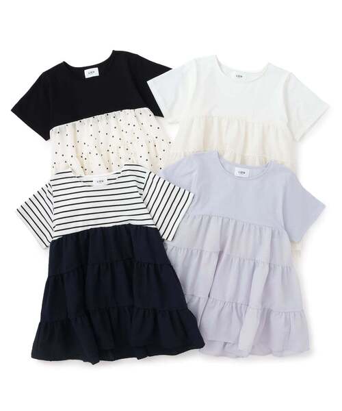 petit main LIEN(プティマインリアン)の「【親子リンク】ドッキングティアードTシャツ(Tシャツ/カットソー・レディース・ネイビー/ブラック/アイボリー/ラベンダー・F)」の10枚目の写真