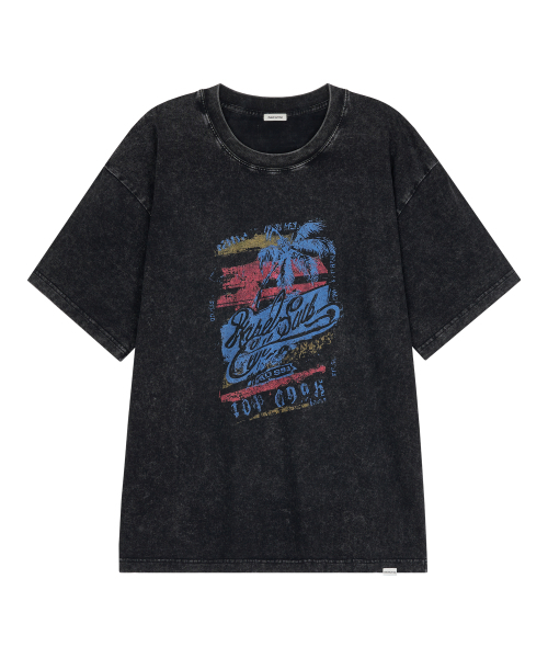 NAKED SURF CLUB（ネイキッドサーフクラブ）の「ヴィンテージパームツリーオーバーサイズTシャツ (チャコール)（Tシャツ/カットソー・レディース・その他・FREE）」の2枚目の写真
