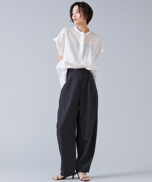 Liesse(リエス)の「リネンタンブラーカーブパンツ(その他パンツ・レディース・ブラック/ベージュ・3/2)」の22枚目の写真
