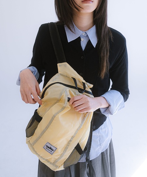 HEISAN(ハイサン)の「◇HEISAN◇ブランド直輸入正規品/折りたためる/パッカブル/大容量/超軽量 コンパクト ポケット バッグ V1 ULTRA-LIGHT COMPACT POCKET BAG V1(バックパック/リュック・レディース・ブラック/レモンイエロー/ブルー系その他・FREE)」の9枚目の写真
