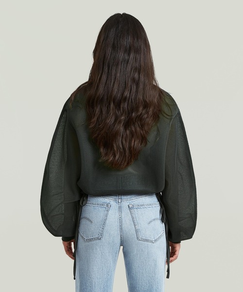 G-STAR(ジースター)の「Meshy Binding Jacket/メッシュオーバーサイズクロップドジップアップブルゾン(ブルゾン・レディース・グレー/ホワイト・X-SMALL/SMALL/MEDIUM)」の3枚目の写真