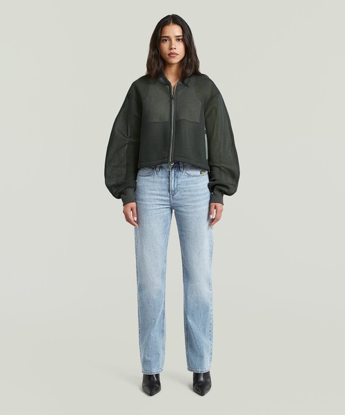 G-STAR(ジースター)の「Meshy Binding Jacket/メッシュオーバーサイズクロップドジップアップブルゾン(ブルゾン・レディース・グレー/ホワイト・X-SMALL/SMALL/MEDIUM)」の6枚目の写真