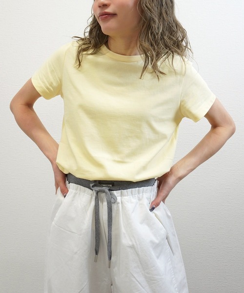 gossara(ゴサラ)の「【さりげない存在感】ラバータグ付きTシャツ(Tシャツ/カットソー・レディース・ネイビー/ライトイエロー/ホワイト/ブラウン・FREE)」の4枚目の写真
