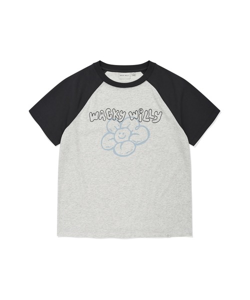 Wacky WiLLy(ワッキーウィリー)の「WOMEN'S PRINTED RAGLAN SHORT SLEEVE T-SHIRT(Tシャツ/カットソー・レディース・ダークネイビー/オートミール・SMALL/MEDIUM)」の3枚目の写真
