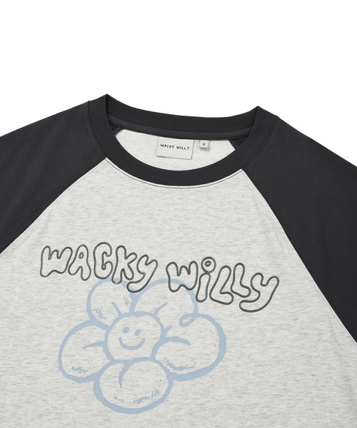 Wacky WiLLy(ワッキーウィリー)の「WOMEN'S PRINTED RAGLAN SHORT SLEEVE T-SHIRT(Tシャツ/カットソー・レディース・ダークネイビー/オートミール・SMALL/MEDIUM)」の5枚目の写真