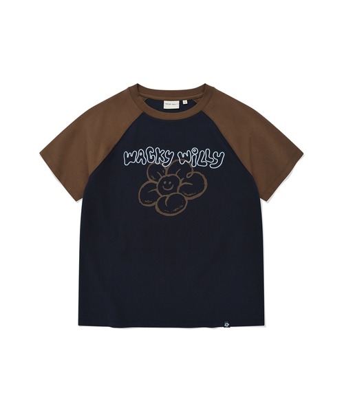 Wacky WiLLy(ワッキーウィリー)の「WOMEN'S PRINTED RAGLAN SHORT SLEEVE T-SHIRT(Tシャツ/カットソー・レディース・ダークネイビー/オートミール・SMALL/MEDIUM)」の9枚目の写真