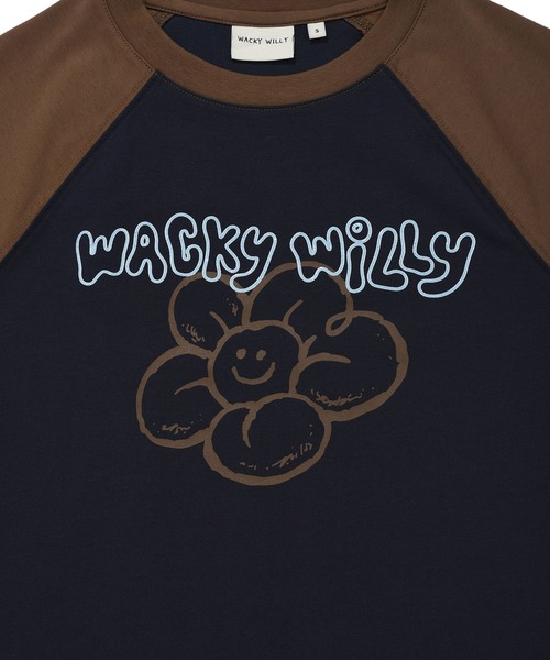 Wacky WiLLy(ワッキーウィリー)の「WOMEN'S PRINTED RAGLAN SHORT SLEEVE T-SHIRT(Tシャツ/カットソー・レディース・ダークネイビー/オートミール・SMALL/MEDIUM)」の12枚目の写真
