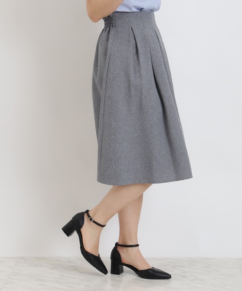 TRUDEA（トルディア）の「タックフレアスカート（スカート・レディース・ライトグレー/ベージュ/ネイビー・SMALL/MEDIUM/LARGE）」の7枚目の写真