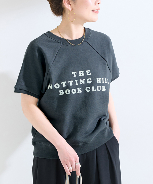 B.C STOCK(ベーセーストック)の「BOOK CLUB / ブッククラブ 別注 コットン裏毛S/Sラグランスウェット(スウェット・レディース・チャコールグレー/ホワイト/ブラック・FREE)」の3枚目の写真