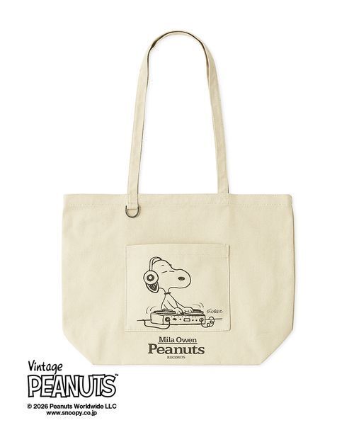 Mila Owen(ミラオーウェン)の「【PEANUTS RECORDS】キャンバストートバッグ(トートバッグ・レディース・チャコールグレー/ライトベージュ/レッド/モカ・F)」の3枚目の写真