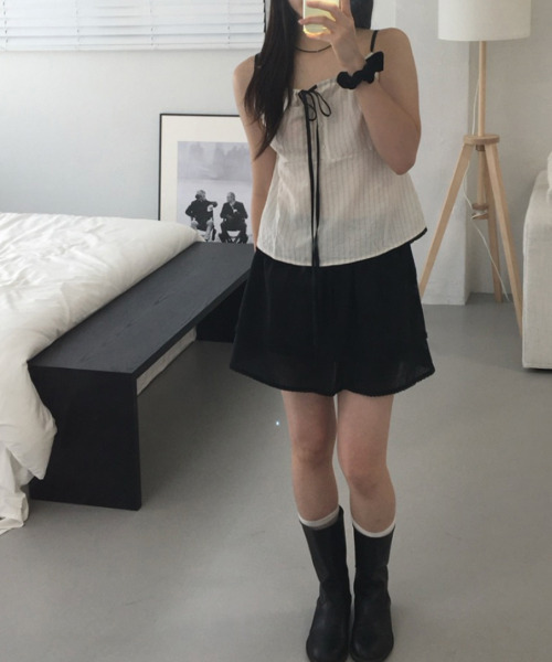 VIVID LADY(ビビッドレディー)の「マルチストライプ リボンキャミブラウス(シャツ/ブラウス・レディース・ベージュ/ライトブルー・FREE)」の8枚目の写真