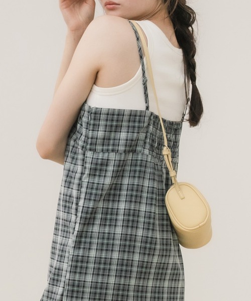 HEILIS(ヘイリス)の「チェックキャミワンピース / キャミワンピース チェックワンピース ロングワンピース Iラインワンピース ナローワンピース キャミワンピ ロング丈 スリットワンピース レイヤードワンピース チェック柄 春服 夏服 秋服 マタニティ ロング キャミワンピ ブラウン ネイビー ブルー カジュアル 大人カジュアル デイリー 韓国(ワンピース・レディース・ブルー/ブラウン・FREE)」の11枚目の写真