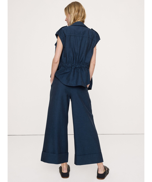 Banana Republic（バナナリパブリック）の「ハイライズ ワイドレッグ テンセル(TM) コットンリネン クロップドパンツ（その他パンツ・レディース・ネイビー・4/6/8/0）」の2枚目の写真