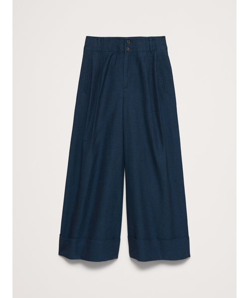 Banana Republic（バナナリパブリック）の「ハイライズ ワイドレッグ テンセル(TM) コットンリネン クロップドパンツ（その他パンツ・レディース・ネイビー・4/6/8/0）」の6枚目の写真