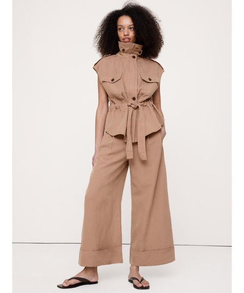 Banana Republic（バナナリパブリック）の「ハイライズ ワイドレッグ テンセル(TM) コットンリネン クロップドパンツ（その他パンツ・レディース・ネイビー・4/6/8/0）」の9枚目の写真