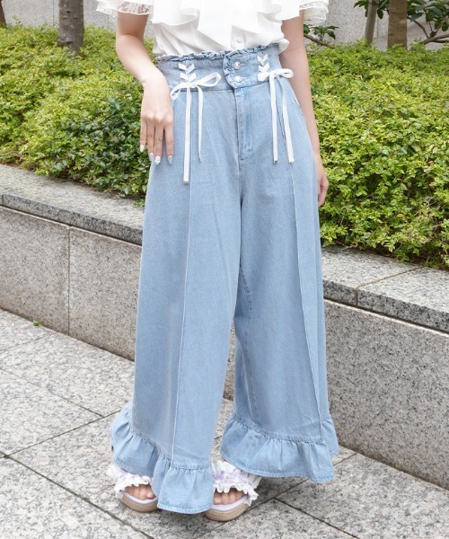axes femme POETIQUE(アクシーズファムポエティック)の「ハイウエストワイドデニムPT(その他パンツ・レディース・インディゴブルー/ワンウォッシュ・MEDIUM)」の2枚目の写真