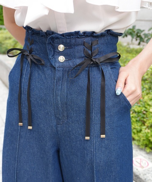 axes femme POETIQUE(アクシーズファムポエティック)の「ハイウエストワイドデニムPT(その他パンツ・レディース・インディゴブルー/ワンウォッシュ・MEDIUM)」の6枚目の写真