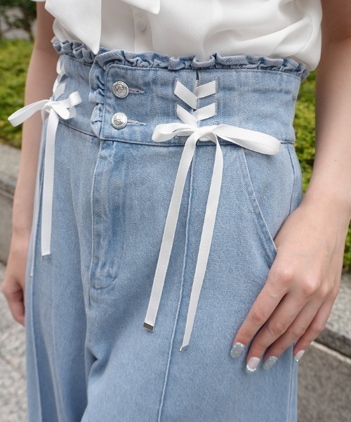 axes femme POETIQUE(アクシーズファムポエティック)の「ハイウエストワイドデニムPT(その他パンツ・レディース・インディゴブルー/ワンウォッシュ・MEDIUM)」の10枚目の写真