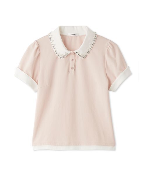SNIDEL（スナイデル）の「【ZOZOTOWN / USAGI ONLINE限定】レイヤードビジューポロカットソー（ポロシャツ・レディース・ネイビー/ブラック/その他・F）」の7枚目の写真