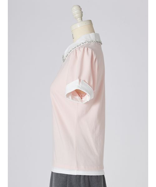 SNIDEL（スナイデル）の「【ZOZOTOWN / USAGI ONLINE限定】レイヤードビジューポロカットソー（ポロシャツ・レディース・ネイビー/ブラック/その他・F）」の9枚目の写真