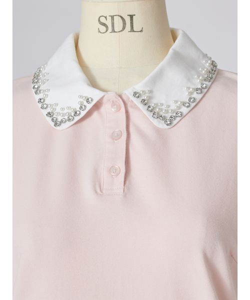 SNIDEL（スナイデル）の「【ZOZOTOWN / USAGI ONLINE限定】レイヤードビジューポロカットソー（ポロシャツ・レディース・ネイビー/ブラック/その他・F）」の10枚目の写真