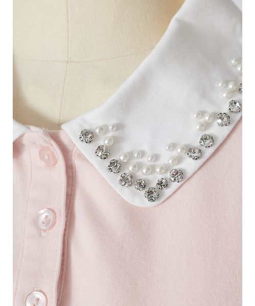 SNIDEL（スナイデル）の「【ZOZOTOWN / USAGI ONLINE限定】レイヤードビジューポロカットソー（ポロシャツ・レディース・ネイビー/ブラック/その他・F）」の11枚目の写真