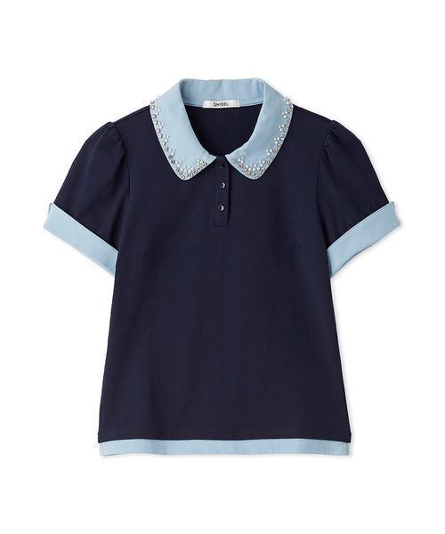 SNIDEL（スナイデル）の「【ZOZOTOWN / USAGI ONLINE限定】レイヤードビジューポロカットソー（ポロシャツ・レディース・ネイビー/ブラック/その他・F）」の16枚目の写真