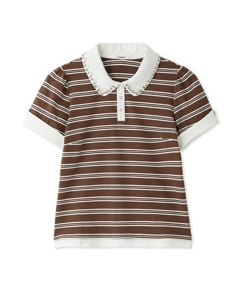 SNIDEL（スナイデル）の「【ZOZOTOWN / USAGI ONLINE限定】レイヤードビジューポロカットソー（ポロシャツ・レディース・ネイビー/ブラック/その他・F）」の22枚目の写真