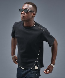 ANDER HUNK(�A���_�[�n���N)��Metal Button Design Rib T-shirt / ���^���{�^���f�U�C�����uT�V���c(T�V���c/�J�b�g�\�[)