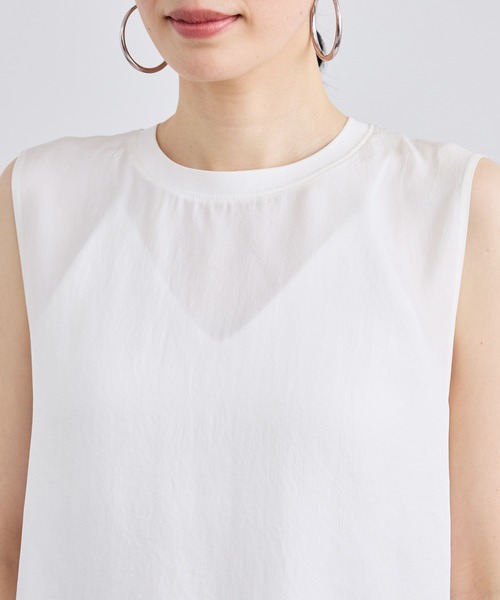 SALON adam et rope'(サロン アダム エ ロペ)の「ブライトツイルタンクトップ / セットアップ対応・ドライタッチ(Tシャツ/カットソー・レディース・ブラウン/ホワイト/ブラック・FREE)」の10枚目の写真