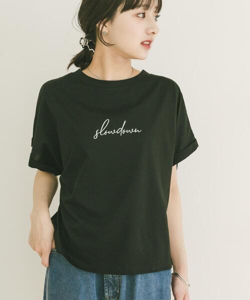 ITEMS URBANRESEARCH（アイテムズ アーバンリサーチ）の「『接触冷感/UVカット』シルケット半袖プリントTシャツ(楽着シリーズ)（Tシャツ/カットソー・レディース・モカ/ホワイト/ブラック/ミント・FREE）」の6枚目の写真