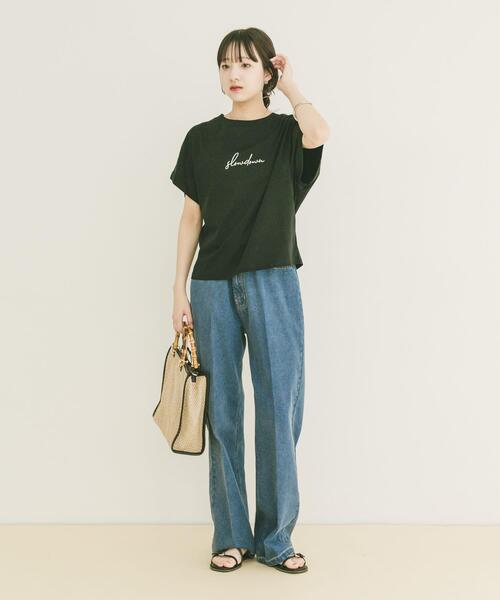 ITEMS URBANRESEARCH（アイテムズ アーバンリサーチ）の「『接触冷感/UVカット』シルケット半袖プリントTシャツ(楽着シリーズ)（Tシャツ/カットソー・レディース・モカ/ホワイト/ブラック/ミント・FREE）」の9枚目の写真