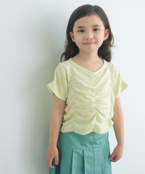 green label relaxing(グリーンレーベルリラクシング)の「【WEB限定】シャーリング Tシャツ / キッズ 100cm-160cm(Tシャツ/カットソー・キッズ・ライム/オレンジ/ライトブルー・100cm/160cm/140cm/150cm/130cm/110cm/120cm)」の2枚目の写真