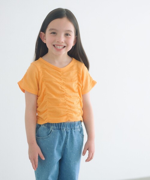 green label relaxing(グリーンレーベルリラクシング)の「【WEB限定】シャーリング Tシャツ / キッズ 100cm-160cm(Tシャツ/カットソー・キッズ・ライム/オレンジ/ライトブルー・100cm/160cm/140cm/150cm/130cm/110cm/120cm)」の10枚目の写真