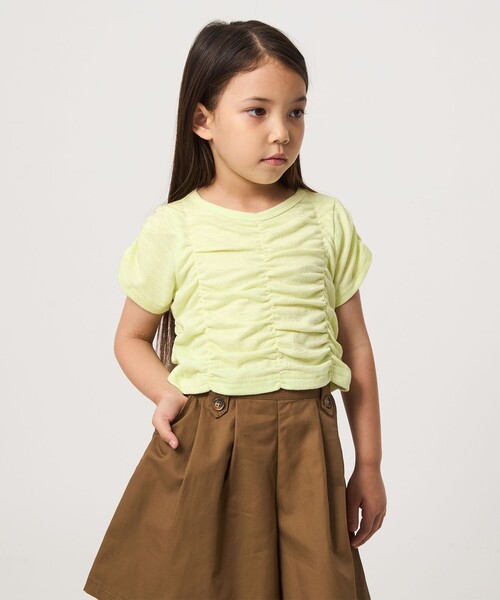 green label relaxing(グリーンレーベルリラクシング)の「【WEB限定】シャーリング Tシャツ / キッズ 100cm-160cm(Tシャツ/カットソー・キッズ・ライム/オレンジ/ライトブルー・100cm/160cm/140cm/150cm/130cm/110cm/120cm)」の5枚目の写真