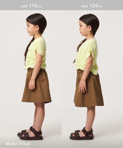 green label relaxing(グリーンレーベルリラクシング)の「【WEB限定】シャーリング Tシャツ / キッズ 100cm-160cm(Tシャツ/カットソー・キッズ・ライム/オレンジ/ライトブルー・100cm/160cm/140cm/150cm/130cm/110cm/120cm)」の8枚目の写真